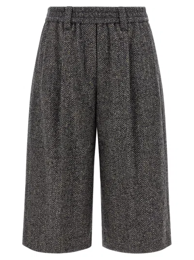 Brunello Cucinelli Wool Bermuda Shorts In Gray