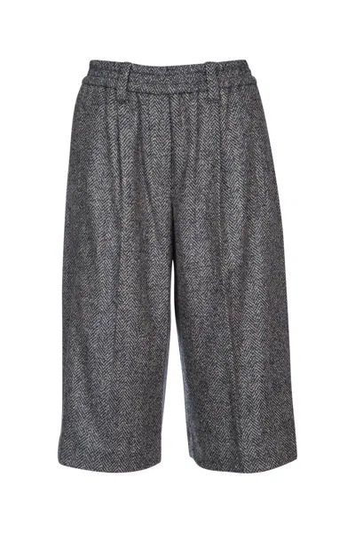 Brunello Cucinelli Wool Bermuda Shorts In Gray