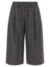 Brunello Cucinelli Wool Bermuda Shorts Pants Multicolor In Gray