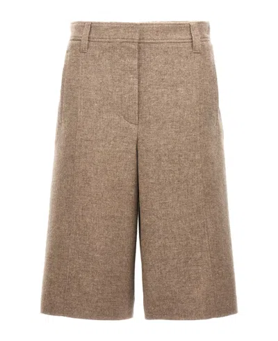 Brunello Cucinelli Wool Bermuda Shorts In Brown