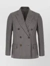 Brunello Cucinelli Wool Blazer Embroidered Stripes