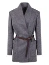 Brunello Cucinelli Wool Blazer Jacket In Blue