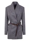 Brunello Cucinelli Wool Blazer Jacket In Gray