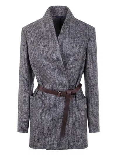 Brunello Cucinelli Wool Blazer Jacket In Gray