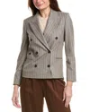 Brunello Cucinelli Double-breasted Pinstriped Wool Blazer In Gray