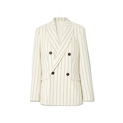 Brunello Cucinelli Double-breasted Wool Blazer In White