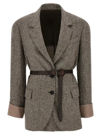 BRUNELLO CUCINELLI BRUNELLO CUCINELLI WOOL BLAZER WITH PEAK LAPEL