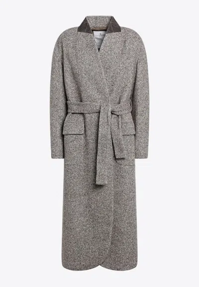 BRUNELLO CUCINELLI WOOL-BLEND BELTED COAT