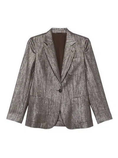 Brunello Cucinelli Wool Blend Blazer Jacket In Gray