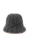 Brunello Cucinelli Sequin-embellished Cable-knit Bucket Hat In Gray