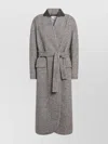 Brunello Cucinelli Wool Blend Coat Featuring Belted Waist In Gray