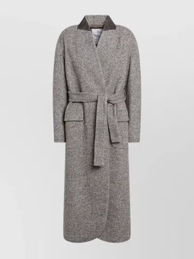 BRUNELLO CUCINELLI WOOL BLEND COAT FEATURING BELTED WAIST