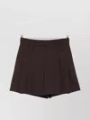Brunello Cucinelli Wool Blend High Waist Pleated Shorts In Brown