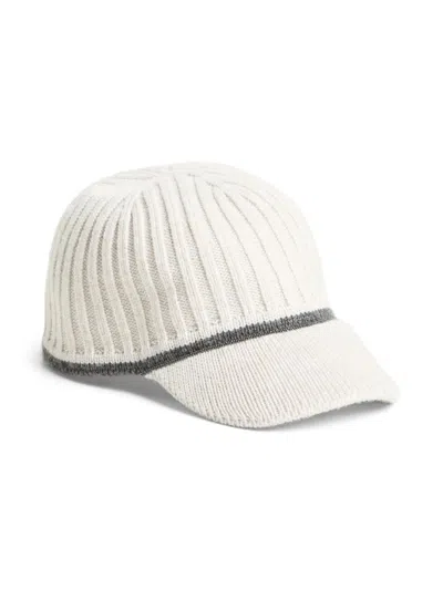 Brunello Cucinelli Kids' Wool-blend Knitted Hat In White