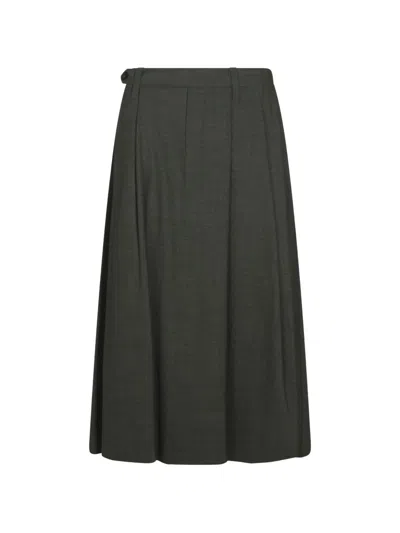 Brunello Cucinelli Wool Blend Midi Skirt In Black