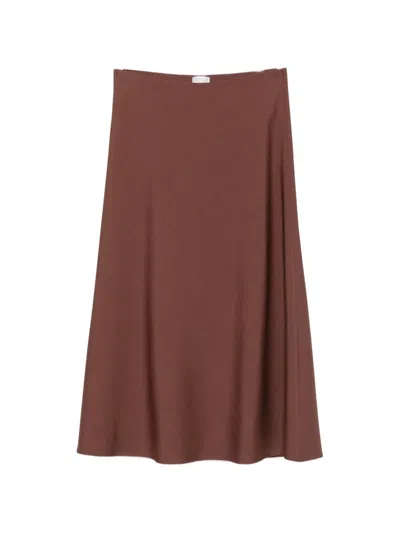 Brunello Cucinelli Wool Blend Midi Skirt In Brown