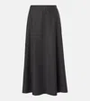 Brunello Cucinelli Grey Flared Wool Skirt In Grey