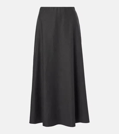 Brunello Cucinelli Wool-blend Midi Skirt In Grey