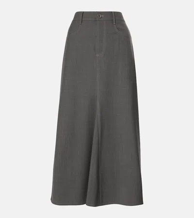 Brunello Cucinelli Wool-blend Midi Skirt In Grey