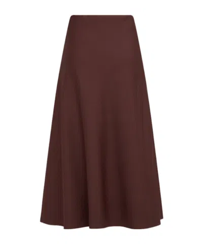 Brunello Cucinelli Wool Blend Midi Skirt In Brown