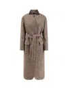 Brunello Cucinelli Padded Wool Blend Coat With Back Slit In Brown