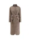 Brunello Cucinelli Padded Wool Blend Coat With Back Slit In Multi