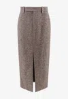 Brunello Cucinelli Wool And Silk-blend Midi Skirt In Brown