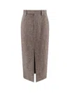 Brunello Cucinelli Women Wool Blend Pencil Skirt In Brown