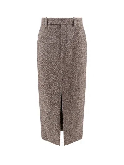 Brunello Cucinelli Women Wool Blend Pencil Skirt In Brown