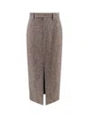 Brunello Cucinelli Women Wool Blend Pencil Skirt In Brown