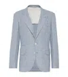 Brunello Cucinelli Wool-blend Prince Of Wales Check Blazer In Blue
