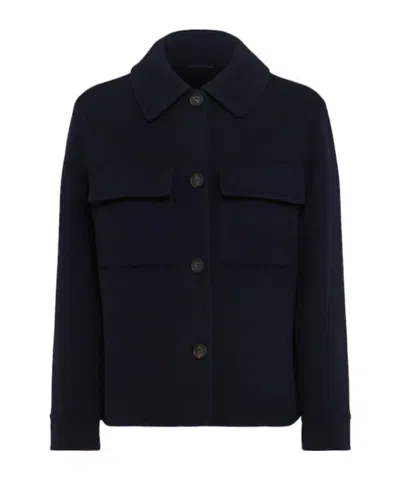 Brunello Cucinelli Wool Blend Short Coat In Blue