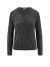 Brunello Cucinelli Wool Blend Sweater With All-over Sequins In Black