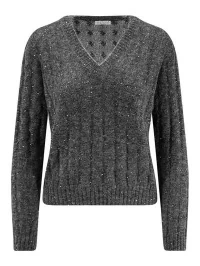 BRUNELLO CUCINELLI SUÉTER CUELLO REDONDO - GRIS OSCURO