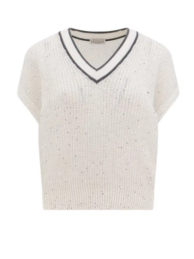 BRUNELLO CUCINELLI WOOL BLEND SWEATER WITH SEQUINS