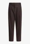 Brunello Cucinelli Wool-blend Tailored Pants In Brown