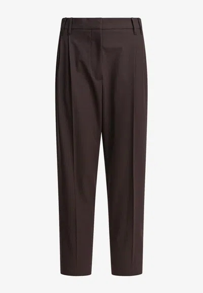 Brunello Cucinelli Wool-blend Tailored Pants In Brown