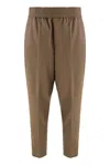 Brunello Cucinelli Brown Linen Blend Trousers With Elastic Waistband
