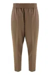 Brunello Cucinelli Brown Linen Blend Trousers With Elastic Waistband