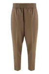 Brunello Cucinelli Elastic-waist Wool Trousers In Brown