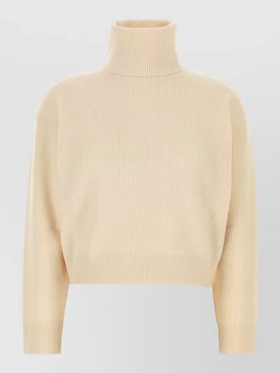 Brunello Cucinelli Wool Blend Turtleneck Sweater Long Sleeves In Pink