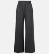 Brunello Cucinelli Pull-on Linen Wide-leg Pants In Grey