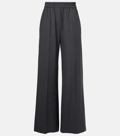 Brunello Cucinelli Women Grey Pants With Elastic Waist In Wool Blend Stretch Woman In Gray