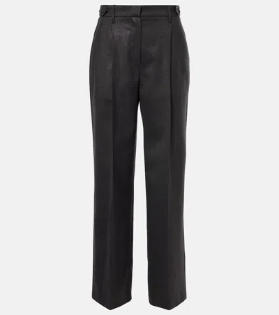 Brunello Cucinelli Wool-blend Wide-leg Pants In Black