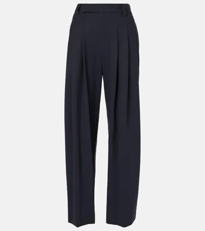Brunello Cucinelli Virgin Wool Pleated Wide-leg Trousers In Black