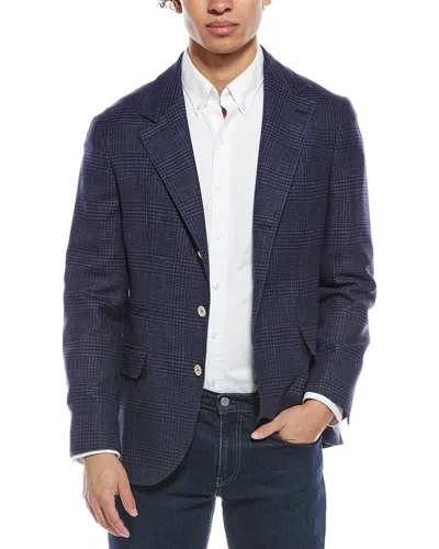 Brunello Cucinelli Striped Tailored Blazer In Blue