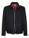 Brunello Cucinelli High Collar Wool Bomber Jacket In Black