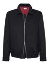 Brunello Cucinelli High Collar Wool Bomber Jacket In Black