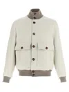Brunello Cucinelli Wool Bomber Jacket Puffer Jackets White In Neutral