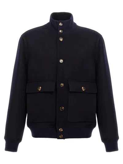 Brunello Cucinelli Wool Bomber Jacket In Black